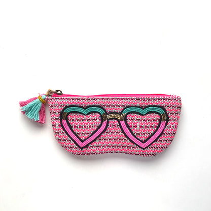 sunglass organiser,sunglass protector, spectacles cover, sunglasses pouch, "Cute beaded sunglasses cover - perfect gift and collectible from India"