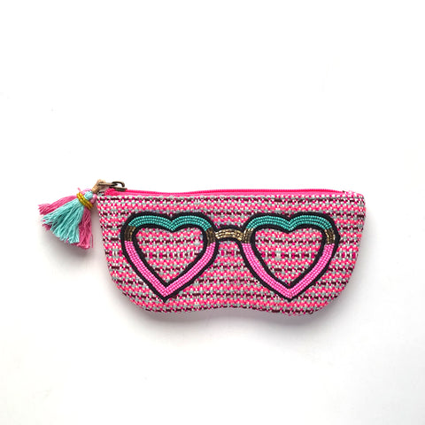 sunglass organiser,sunglass protector, spectacles cover, sunglasses pouch, "Cute beaded sunglasses cover - perfect gift and collectible from India"