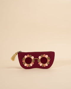 Clara M hand-embroidered sunglass cover – floral threadwork on cotton, handmade in India