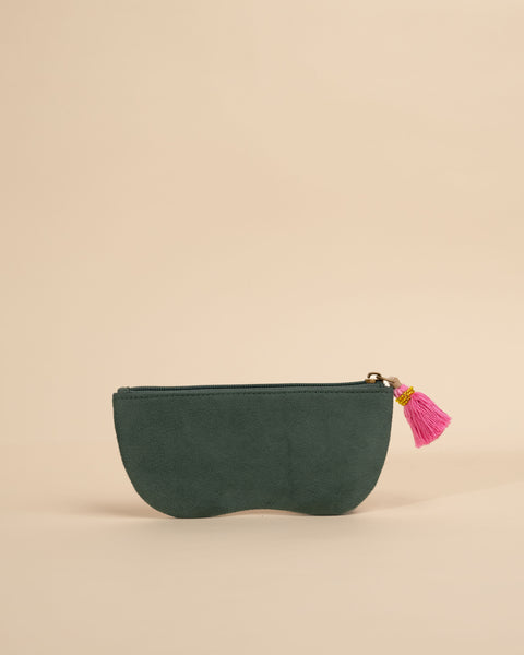 Hand-embroidered sunglass cover in pink with floral artwork – Clara Pink collection by Desi Drama Queen