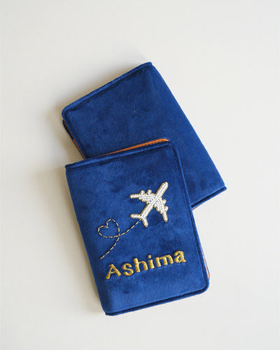 Customized Couple Passport Cover Blue ( set of 2 )