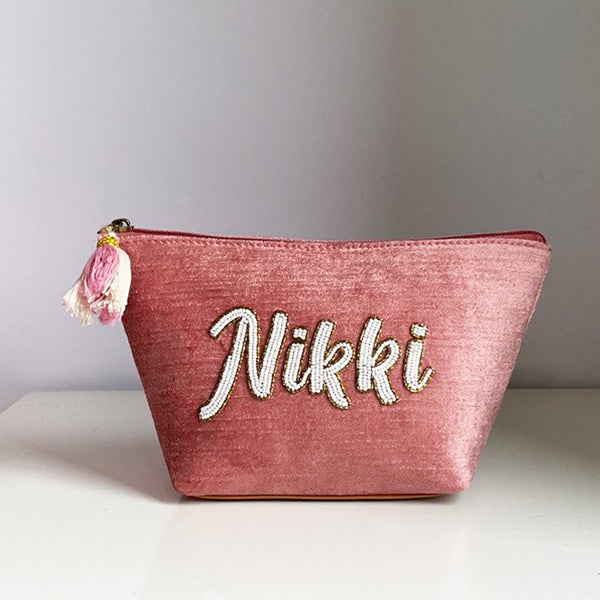 Personalized Pink Velvet Namepouch