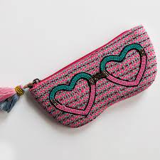 branded sunglasses case, shades case, sunglasses cover box, "Indian embroidered specs pouch with beads - perfect return favor gift"