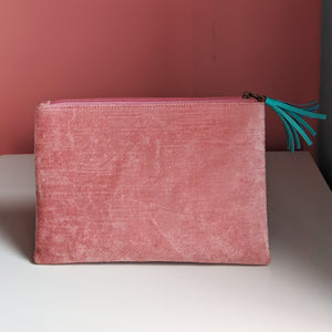 Personalized Flat Name Pouch Pink Velvet