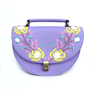 Rexine Floral Purple Sling Bag