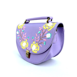 Rexine Floral Purple Sling Bag