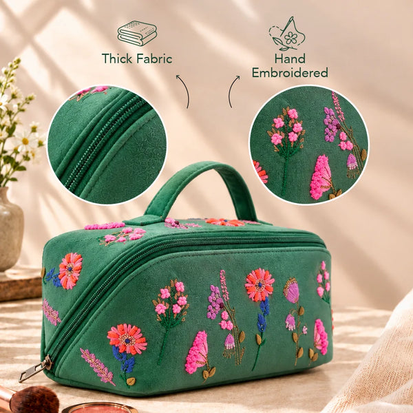 Flower Green Makeup Pouch