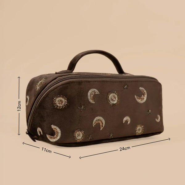 Golden Moon Star Makeup Bag – Glam Night Sky Beauty Case
