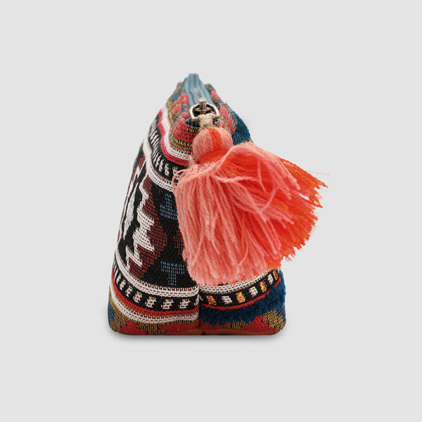 Aztec Makeup Pouch Orange Embroidery