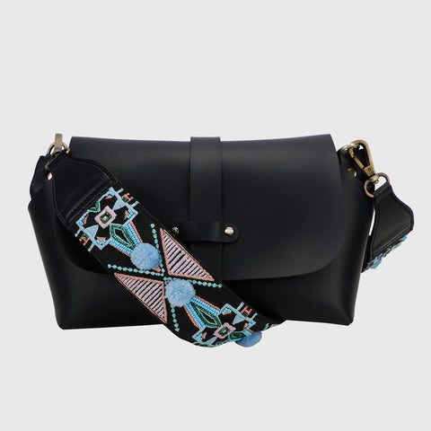 SLING BAG BLACK WITH HARMONY BLACK EMBROIDERED STRAP
