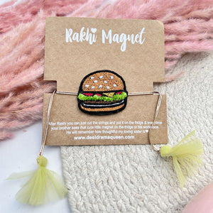 RM-BURGER  | Rakhi | Rakhi for brothers | Rakhi for Sisters | Hand Embroidered Rakhis | handmade Rakhis | Rakhi Magnets | quirky Rakhis | Cute Rakhis | fun Rakhis | funny Rakhis 