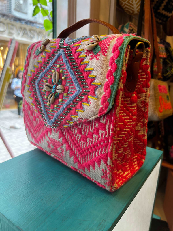 MINDY PINK EMBROIDERED SLING BAG