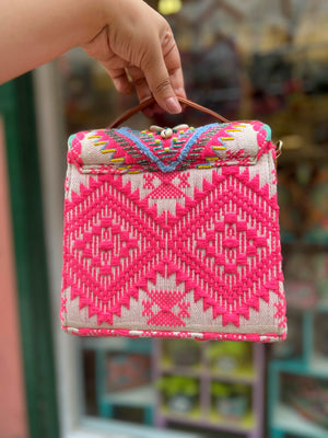 MINDY PINK EMBROIDERED SLING BAG