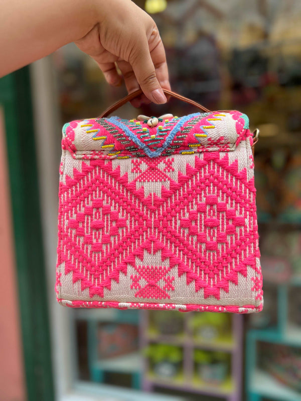 MINDY PINK EMBROIDERED SLING BAG