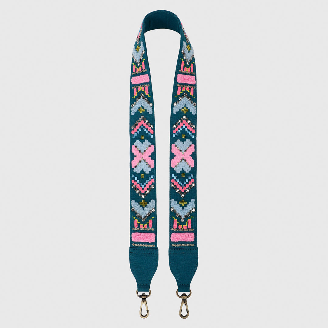 GEOPOP TEAL EMBROIDERED HANDLE  - ( ONLY STRAP)