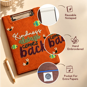 Kindness Always Comes Back - Embroidered Reusable Journals