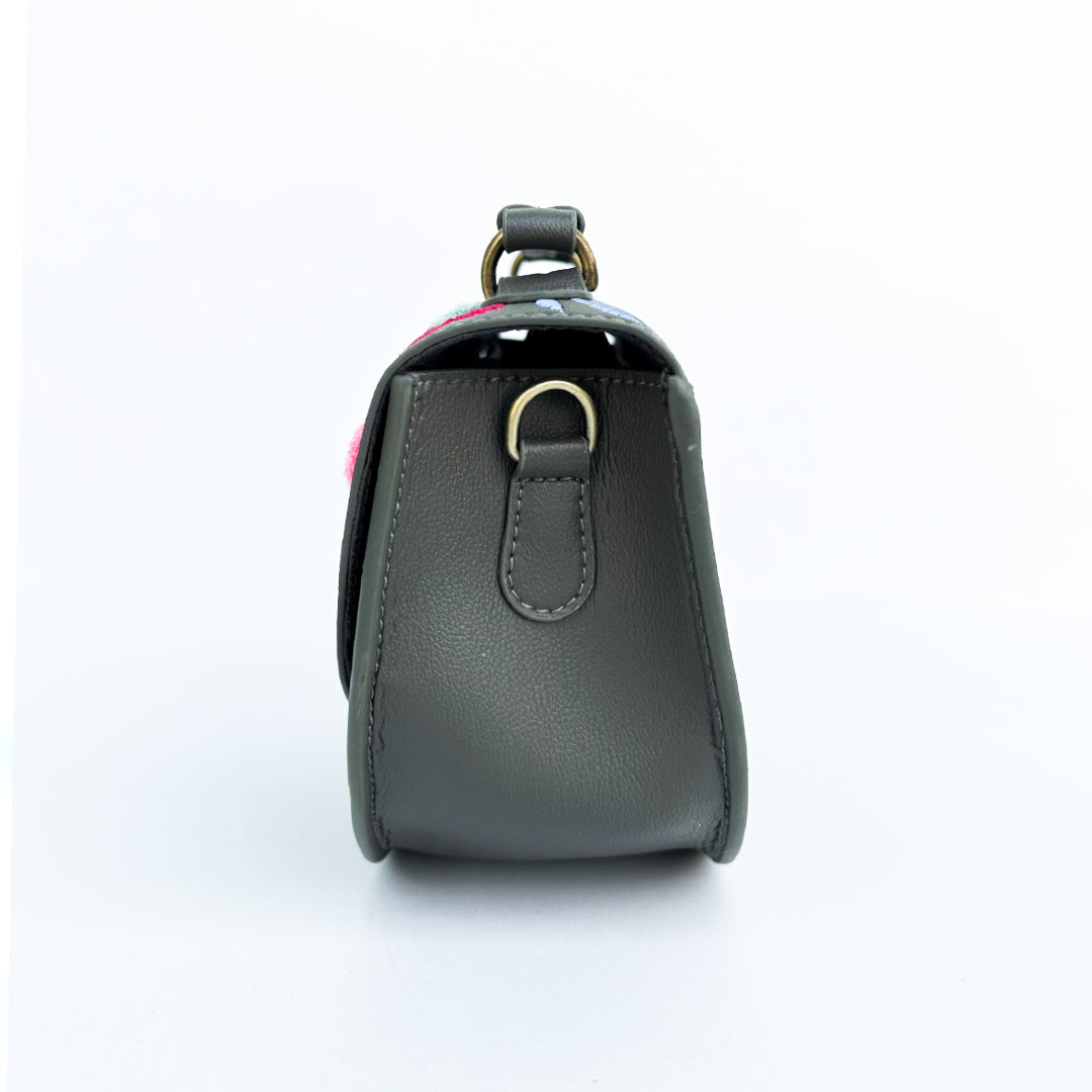 REXINE FLORAL GREY SLING BAG