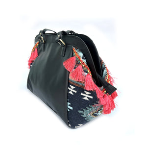 Boho Weekender Bag - Peach Tessels