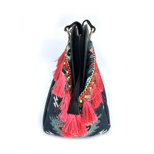Boho Weekender Bag - Peach Tessels