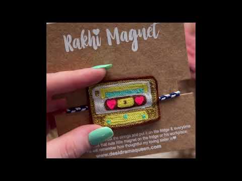 Embroidered Rakhi Magnet - Yellow Cassette