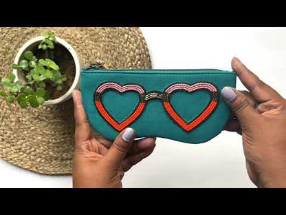 Cotton sunglasses cover in turquoise – handmade in India for specs or shades

