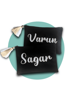 Personalised Flat Namepouch - Black Velvet