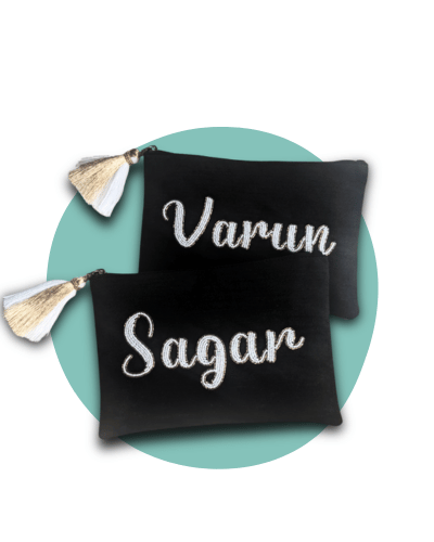 Personalised Flat Namepouch - Black Velvet