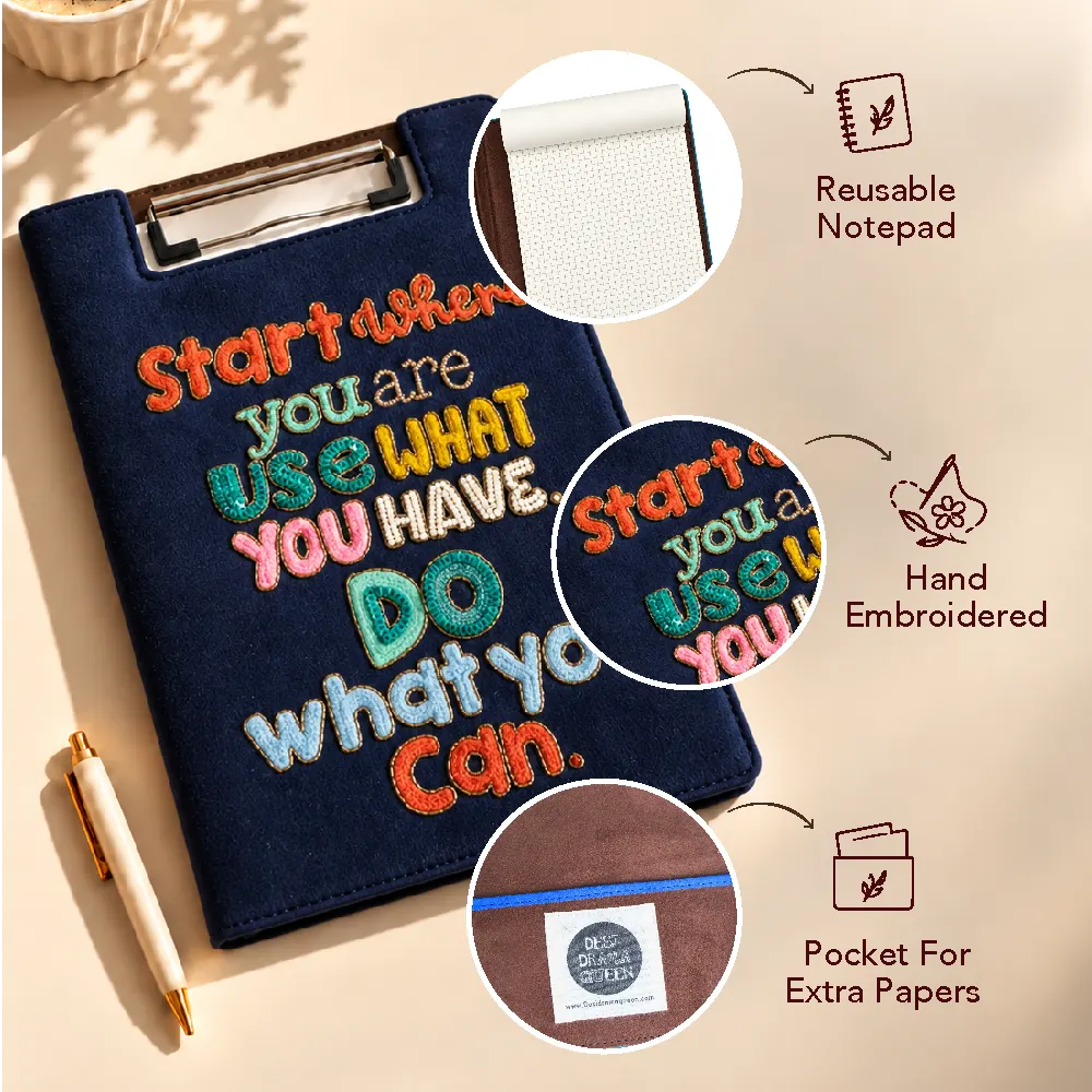 Start Where You Are Use What You Have Do What You Can - Embroidered Reusable Journals