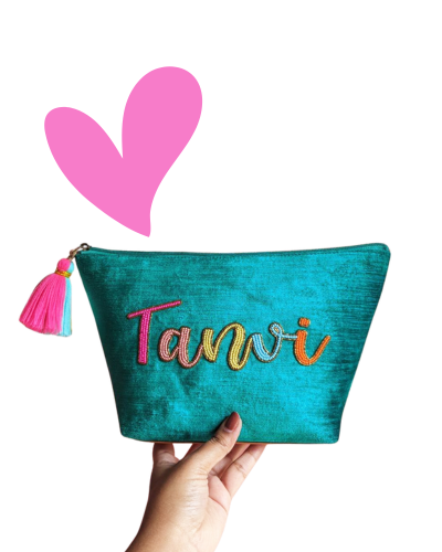 Personalized Fab Namepouch - Green Velvet