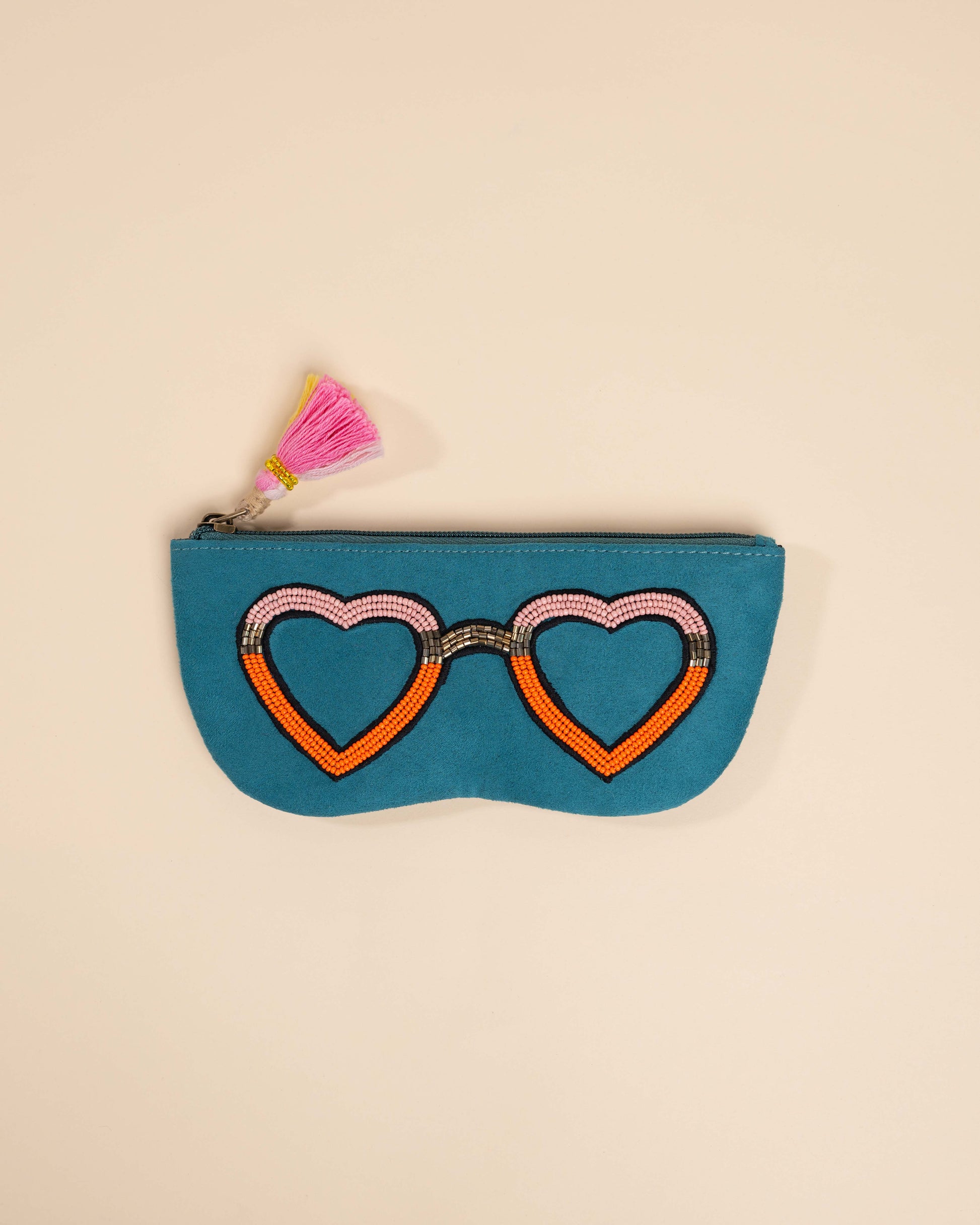 Quirky turquoise sunglass case – handcrafted accessory for glasses