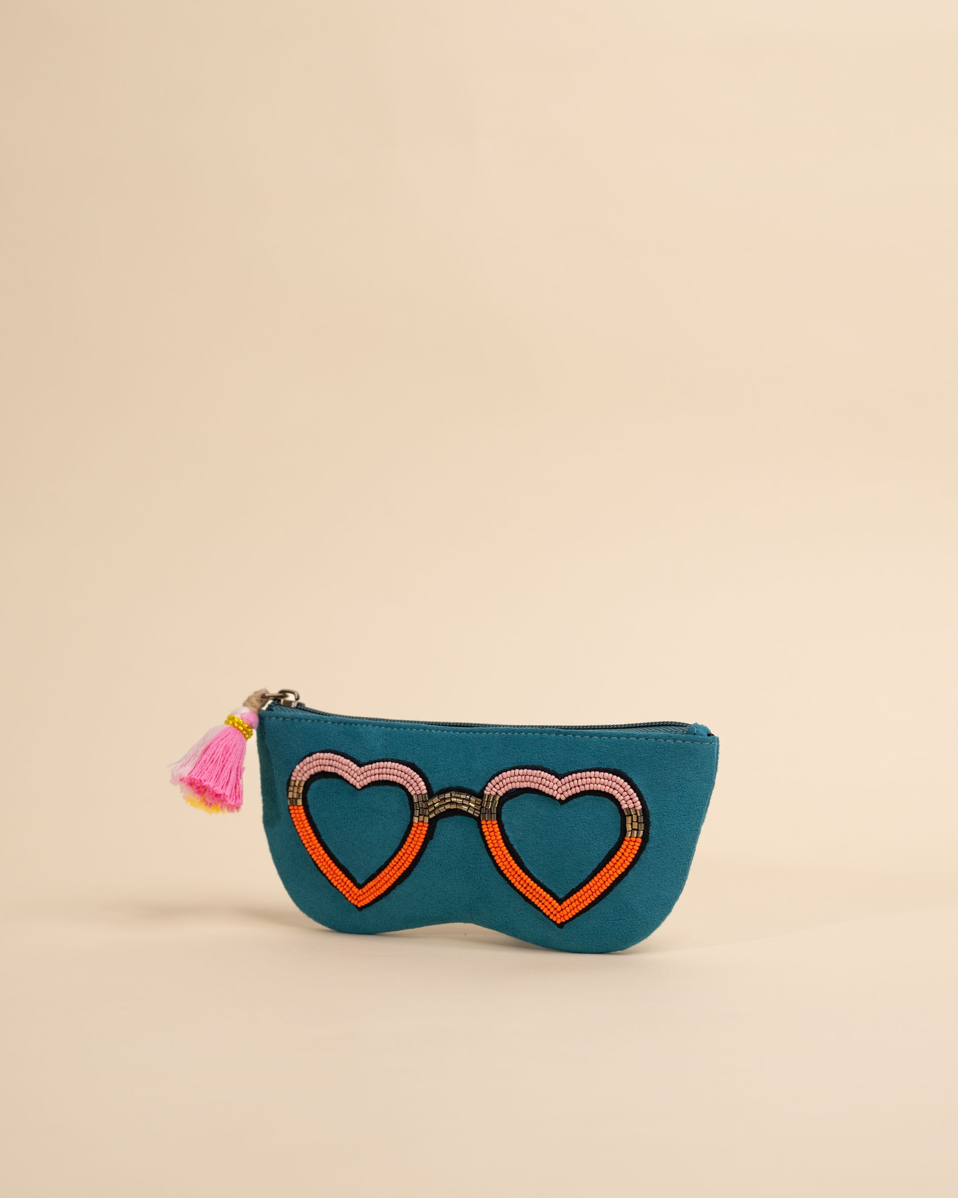 Quirky turquoise sunglass case – handcrafted accessory for glasses