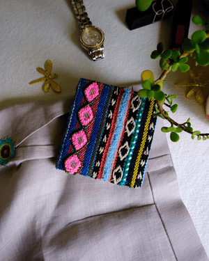 Multi Boho Snap Button Wallet
