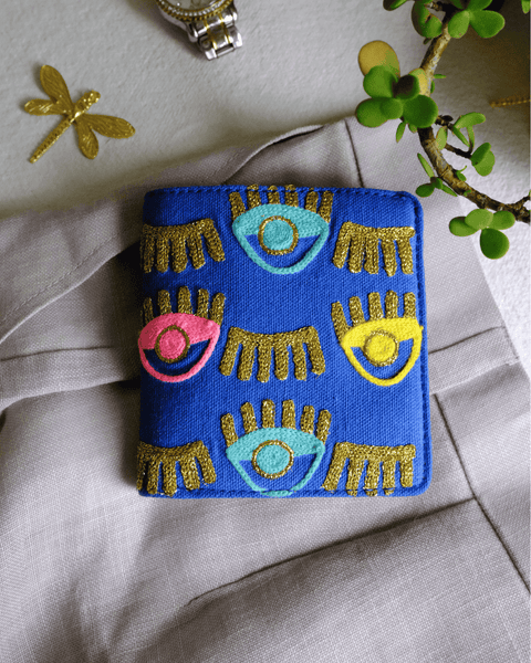 Blue evil Eye Wallet - Snap button Wallet
