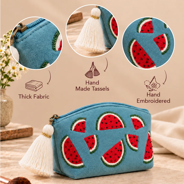 Watermelon Teal Makeup Pouch
