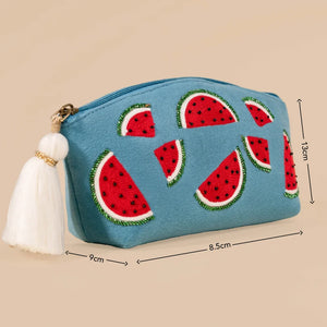 Watermelon Teal Makeup Pouch