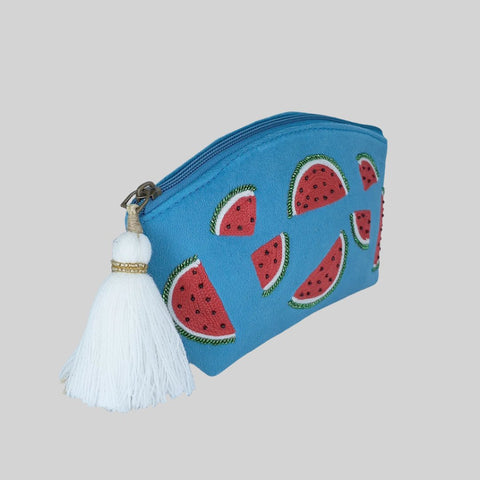 WATERMELON TEAL MAKEUP POUCH