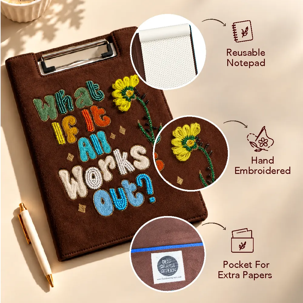 What If It All Works Out - Embroidered Reusable Journals
