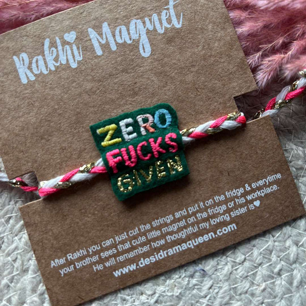 Embroidered Rakhi Magnet - Zero Fucks Given